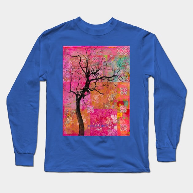 Pink oak tree Long Sleeve T-Shirt by Raybomusic01